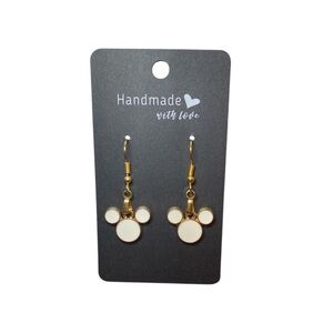 Handmade Cream and Gold Mouse Earrings